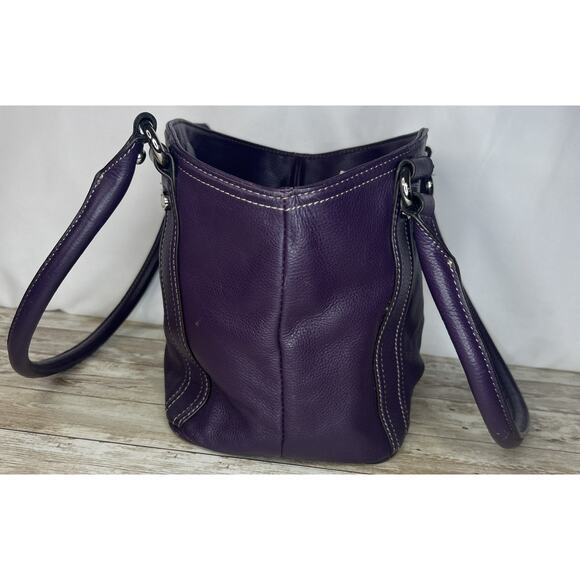 Tignanello Purple Leather Purse Handbag Shoulder Bag - Picture 4 of 16
